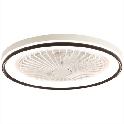 Ventilateur de plafond sans lame avec lumière, plafonnier encastré de 19 pouces, ABS blanc doux, DEL à intensité variable RVB, télécommande à 6 vitesses, chambre à coucher