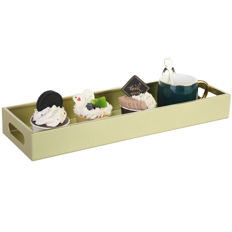 Metal Serving Tray w/ Handle, Gold/Brass