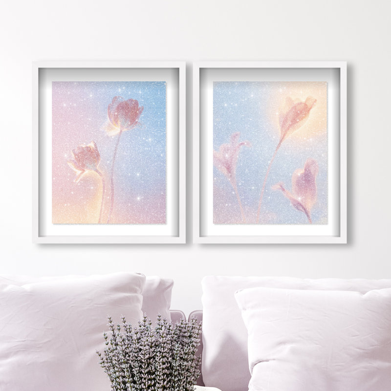 Iridescent Spring Set Shadowbox Floral & Botanical Print by Oliver Gal, Black Frame, 16 x 20, 17.5"H x 21.5"W