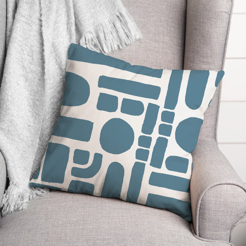 Geometric Outdoor Reversible Throw Pillow, Blue