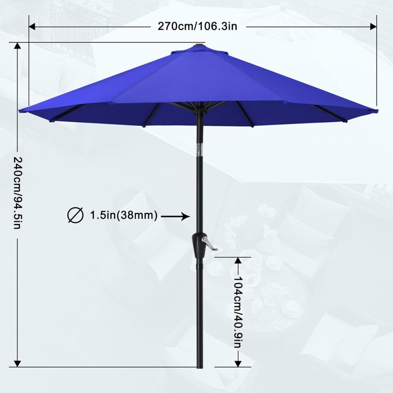 Parasol de marché avec manivelle Lorola, Bleu