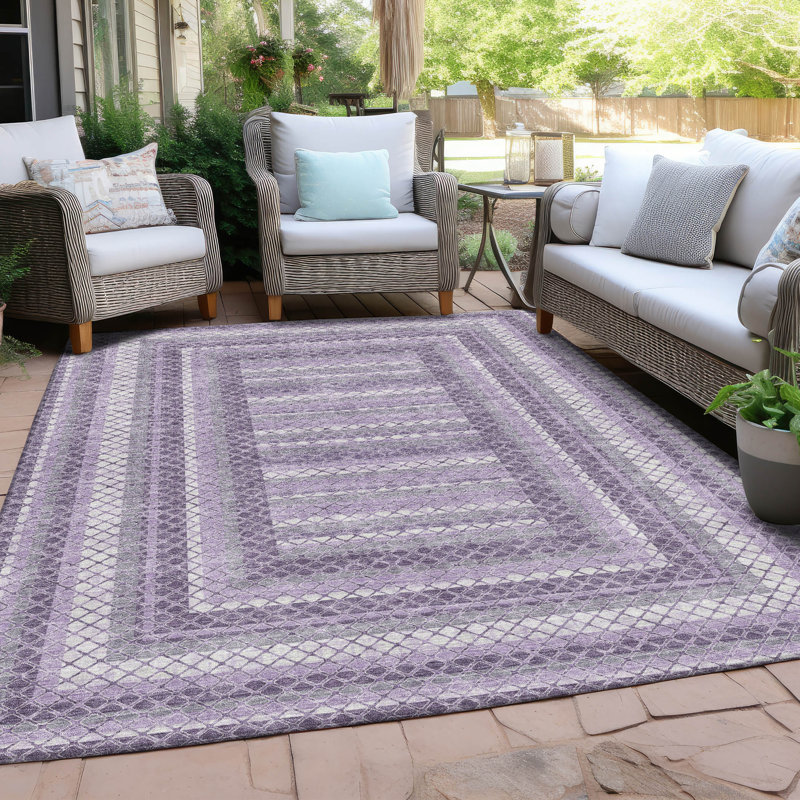 Tapis lavande lavable à la machine intérieur / extérieur Xhevrie, Rectangle 10 pi x 14 pi