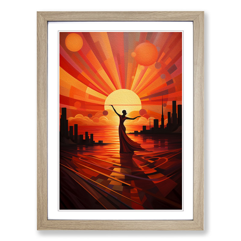 Single Picture Frame Print on Wood, Oak Framed, 46cm H x 34cm W