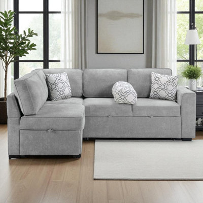 L-Shaped Sectional Sofa Bed With USB Ports And Storage by Latitude Run