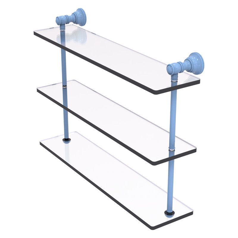 Freyja 3 Piece Glass with Towel Bar, 16" H x 22" W x 5.54" D, Flat Troll Blue