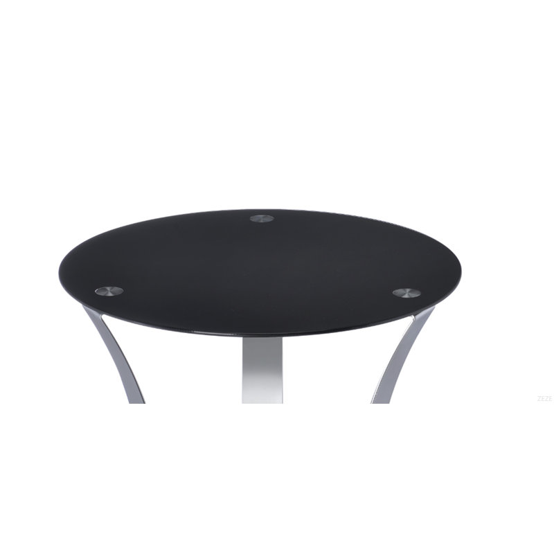 Table de bout en verre noir et finition chromée