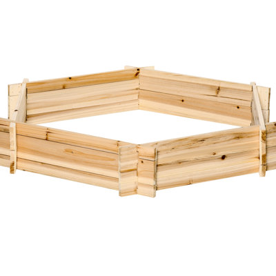 Lit de jardin surélevé hexagonal, en bois. Pour les plantes d'extérieur, les légumes, les fleurs et les herbes. 39 po x 36 po x 6 po, bois naturel, procédure d'assemblage facile, méthode de conception de jardinière à fond ouvert,