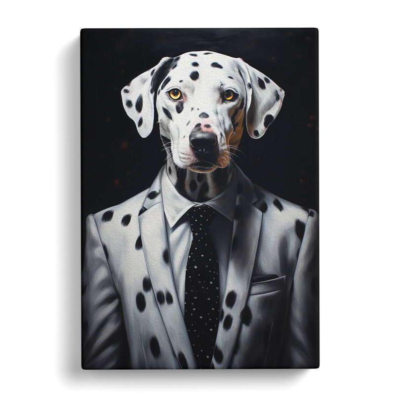 Dalmation In A Suit No.2 - Print on Canvas, 60cm H x 40cm W x 3cm D