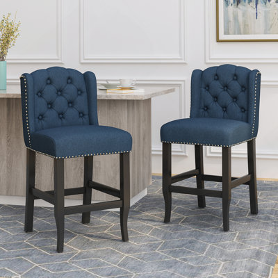 Fabric Tufted Wingback Stools by Red Barrel Studio