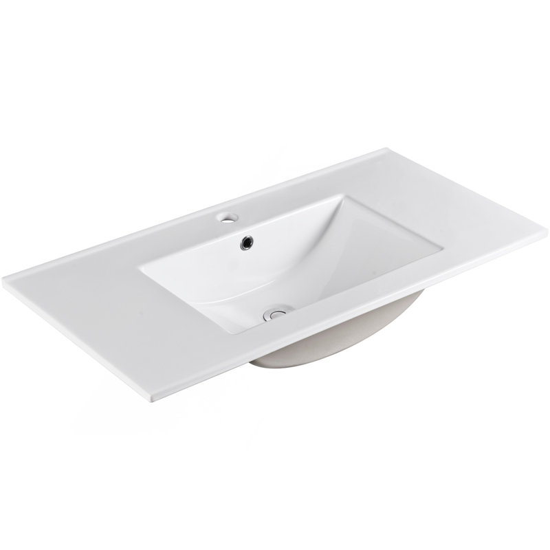 Lavabo de 36 po en céramique pour meuble-lavabo, lavabo supérieur seulement