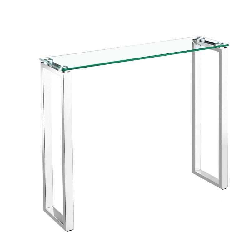 Console en verre Berlind, Chrome chrome, H 30 po x l 47 po x P 18 po