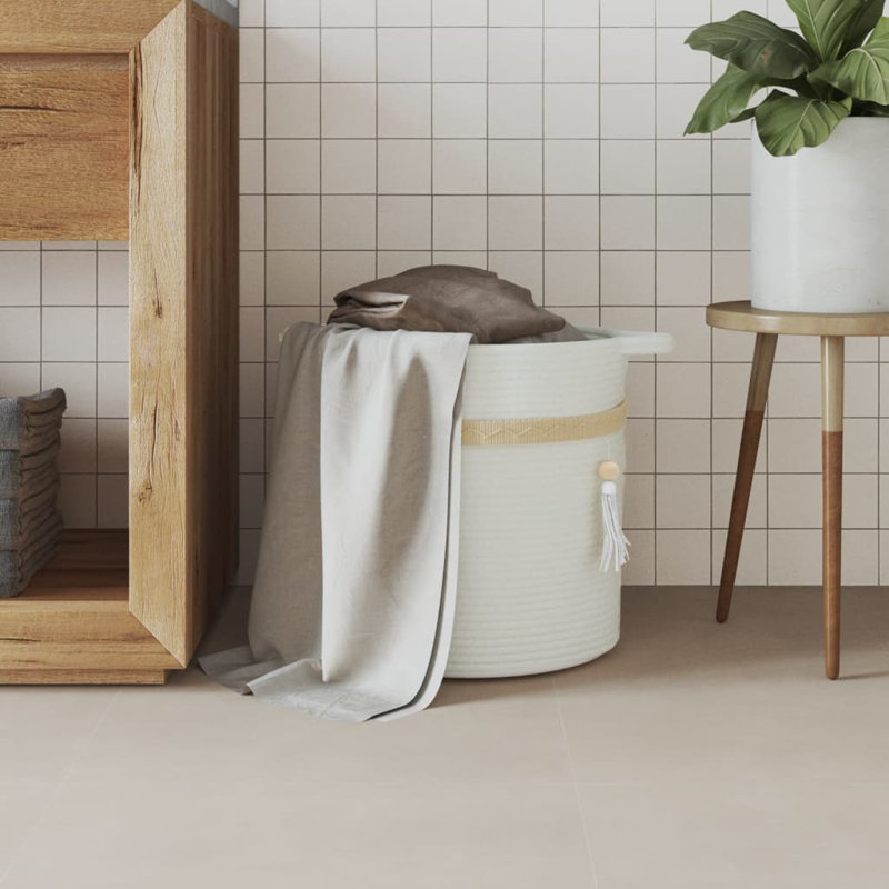 Panier de rangement vidaXL blanc 100% coton de 15 po x 14 po pliable