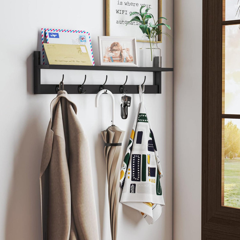 Quason Wood Bracket Shelf with Towel Bar