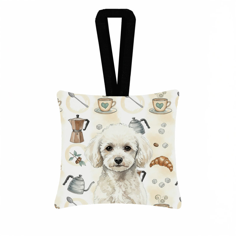 Ornement carré en tissu 3,5 x 3,5, Poodle Toy White