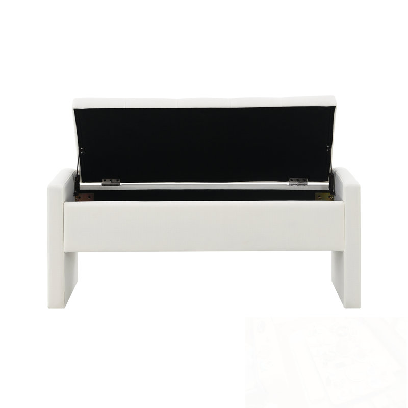 Banc rembourré avec rangement à rabat, Beige