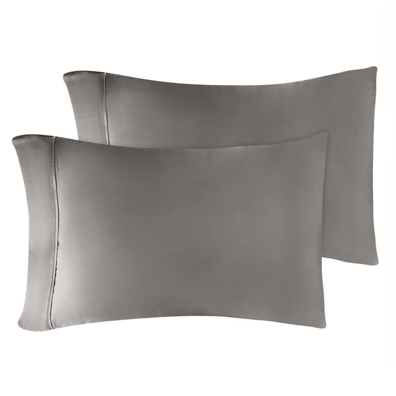 Superior 300 Thread Count Egyptian Cotton Blend Solid Pillowcases Set, Standard, Grey