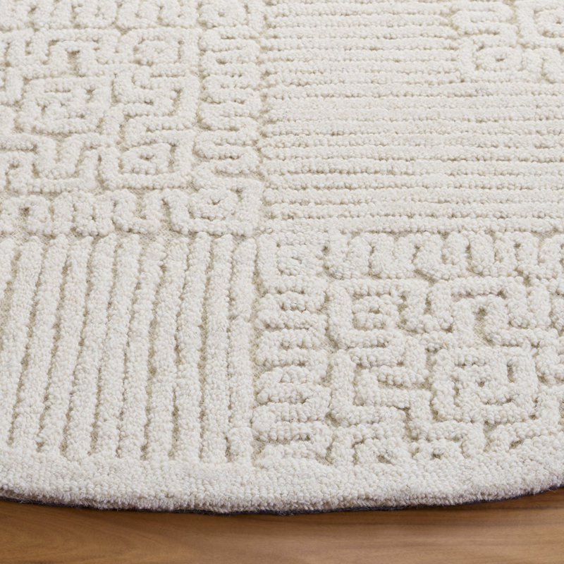Textural 110 Hand Tufted 80% Wool; 20% Cotton Damask Rug, Round 6'