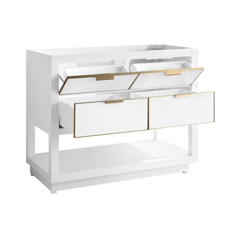 Allie 42'' W Single Bathroom Vanity Base, White/Matte Gold