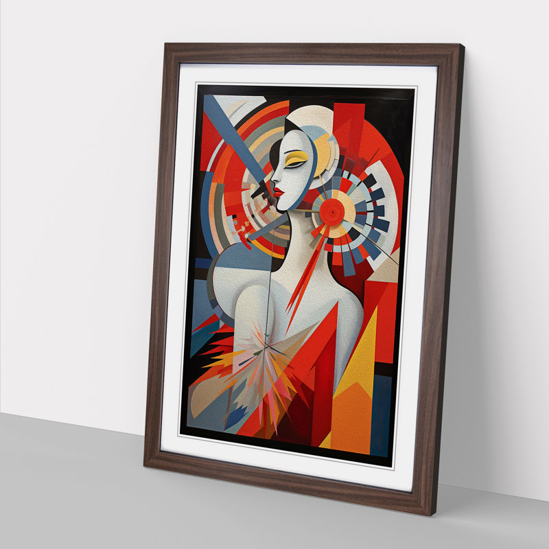 Angel Constructivism Art - Framed Print, Walnut Framed, 34cm H x 25cm W x 2cm D