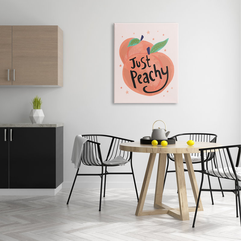 «Just Peachy Ripe Fruit Illustration Sparkling Star», art textuel sur panneau de fibres à densité moyenne, H 30 po x l 40 po