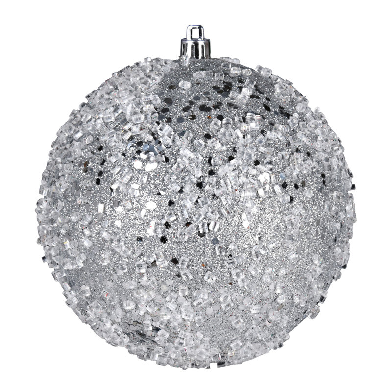 Ornement boule scintillante, Argent, H 4 po x l 4 po x P 4 po, 6