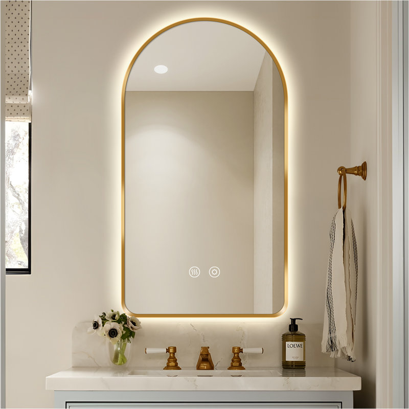 Miroir de salle de bain arqué à rétroéclairage DEL, 32" x 20"