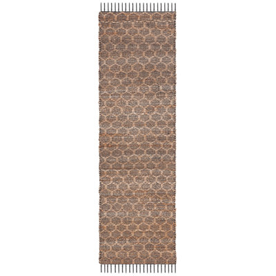 Tapis géométrique en jute / coton tissé à la main Glenville