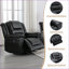 Fauteuils inclinables pour le salon | Fauteuil inclinable manuel pivotant à 360 ° avec accoudoirs larges | Noir | Revêtement en polyuréthane