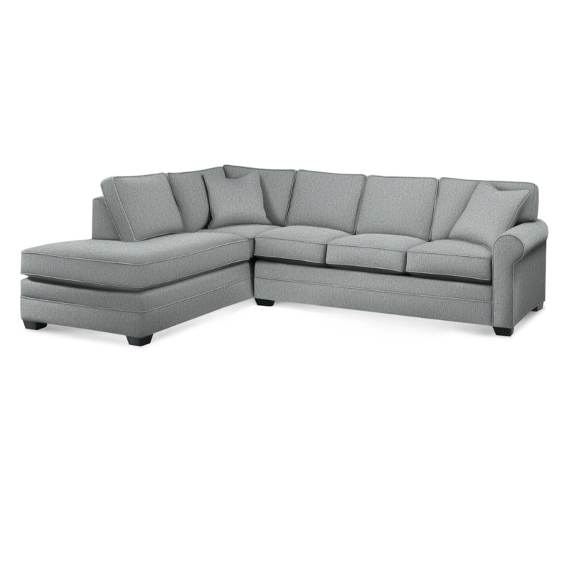 Bedford Upholstered Sectional, Light Blue Performance Fabric; 0851-55, Left Hand Facing, Black Finish