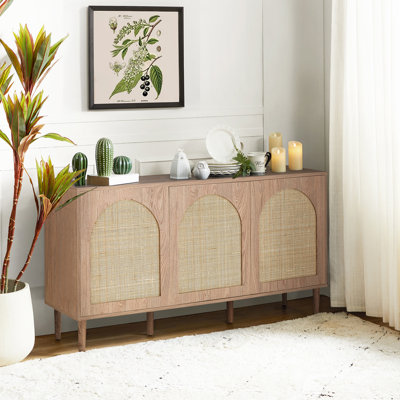 Buffet avec portes réglables en rotin l 56 po Castyn