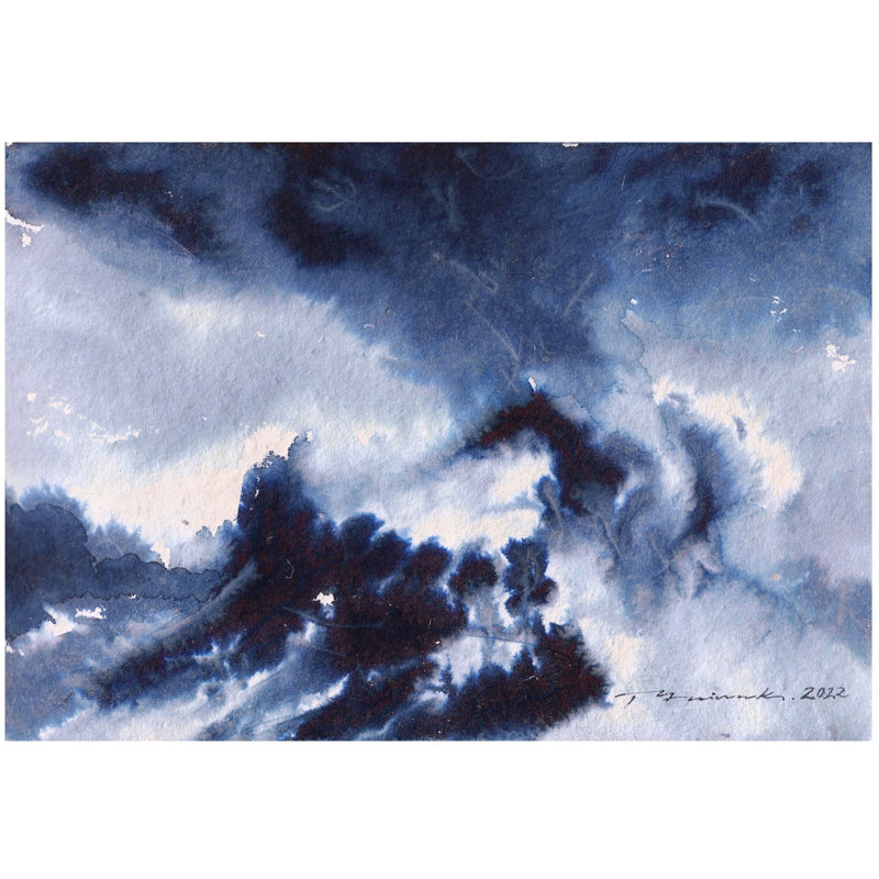 Colline brumeuse | Encre sur papier | Peinture de Mainak Bhowmick