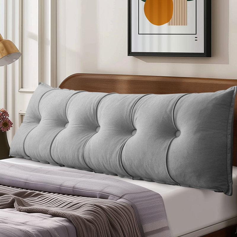  Coussin à boutons, H 17,7 po x l 71 po, Gris
