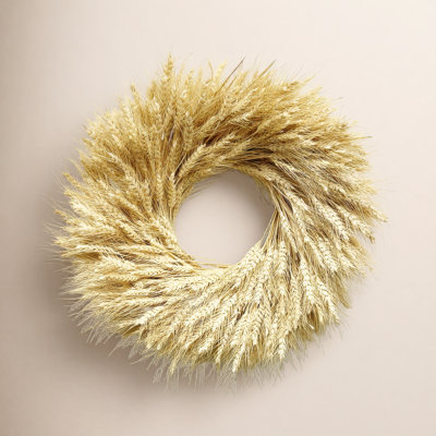 Preserved Natural Blonde Wheat 22" Fall Wreath