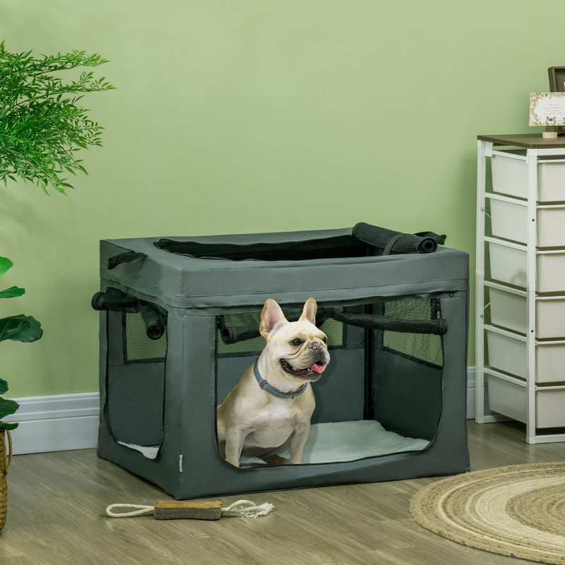 Collapsible Pet Carrier with 3 Doors, Grey, 57cm H x 79.50cm W x 57cm D
