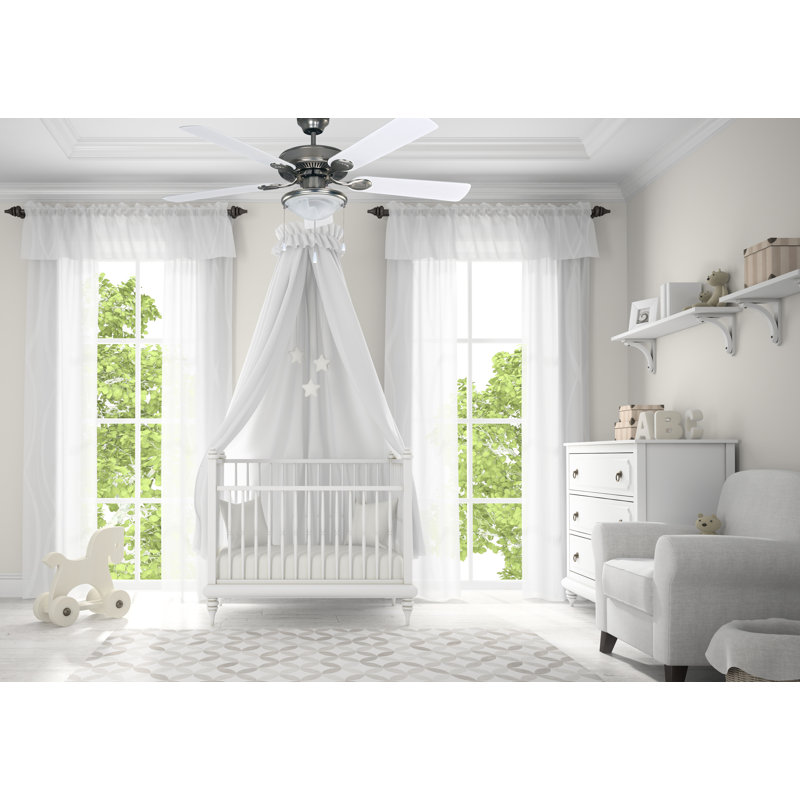 Chadbourne 52'' Ceiling Fan with Light Kit, Brushed Nickel with White/Bleached Oak Blades