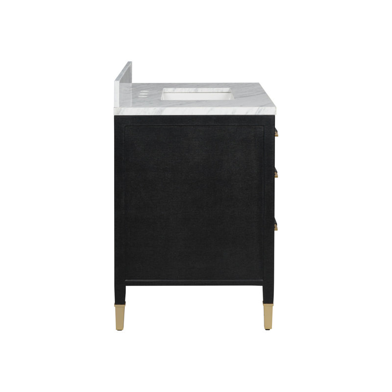Verona 36" Freestanding Standard Single Bathroom Vanity with Vanity Top, Black Lacquered Linen