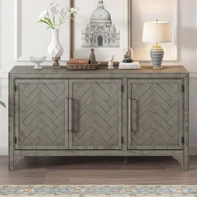 Designed Storage Cabinet Sideboard with MDF+Pine Veneer, Adjustable Shelves for Living Rooms, Entrance, and Study
