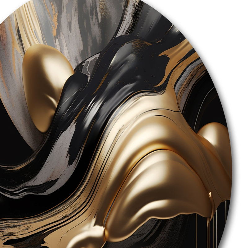 Captivating Marble II - Décoration murale abstraite sur métal, L 16 po x H 16 po, Doré