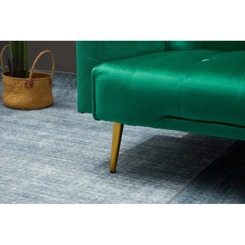 Canapé-lit luxueux avec pieds en métal, Green Velvet