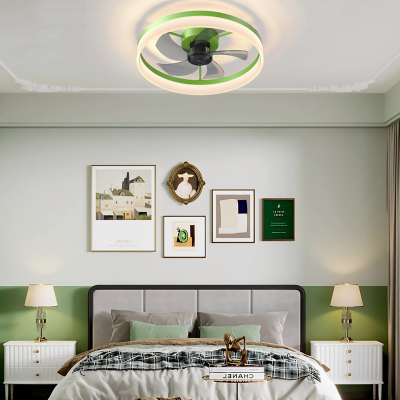 Ventilateurs de plafond avec lumières à DEL à intensité variable Installation intégrée de minces ventilateurs de plafond modernes, 6 options de vitesse