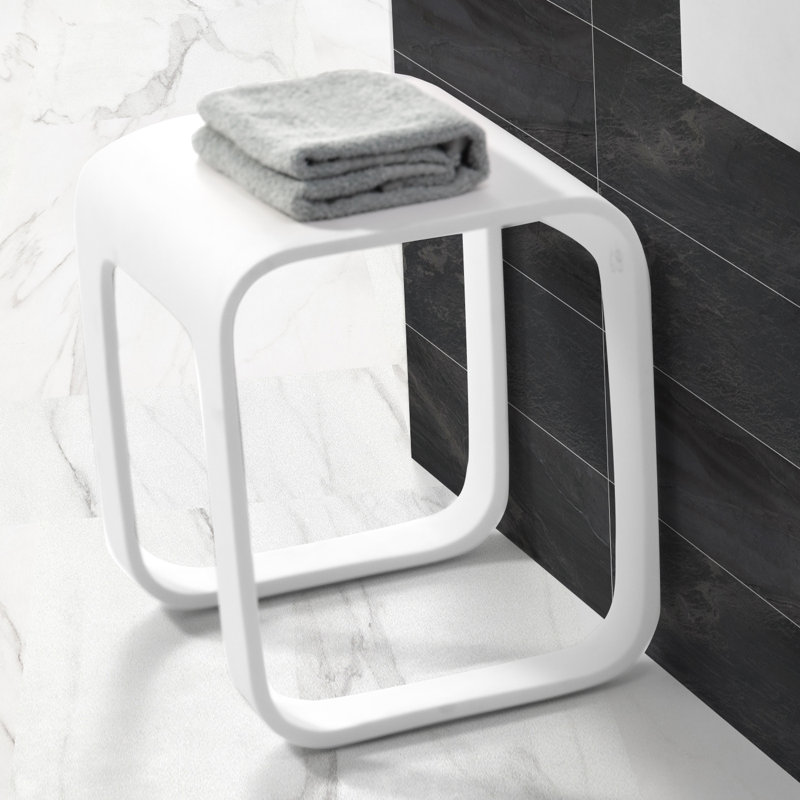 Tabouret de douche - blanc brillant, fabrication en acrylique de qualité supérieure