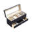 Black Leather Watch Box with Drawer and Glass Top