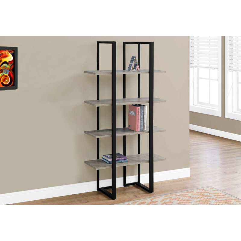 Bibliothèque, bibliothèque, étagère, H 60 po, bureau, chambre à coucher, métal stratifié, contemporain, moderne, Taupe