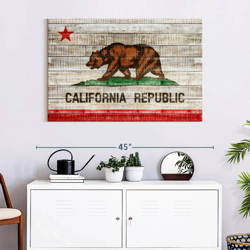 Borges Rustic California Flag, 26" H x 39" W