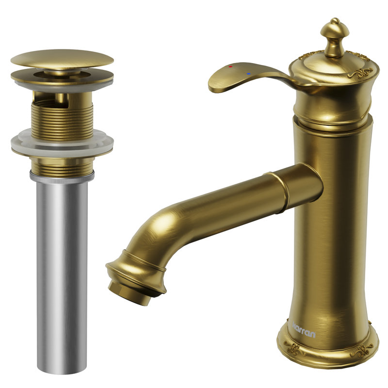 Single-Hole Single-handle Bathroom Faucet with Drain Assembly, Gold