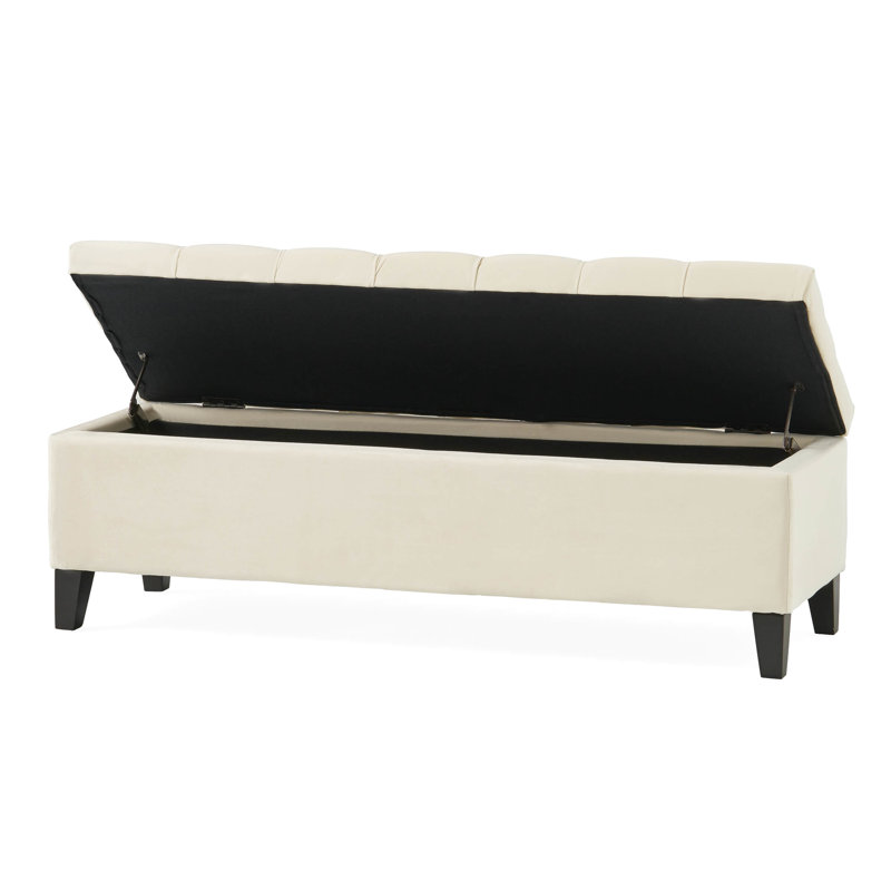 Diamond - Stitched Button Beige Storage , Contemporary Style With Simple Structure, Removable Legs, Functions As Extra Seating And For , 17.5 D X 51 W 17 H, Assembly Required Design Style, Pillow