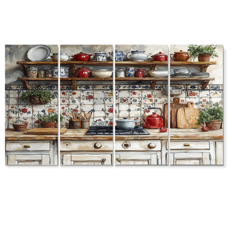 «Gray Country Kitchen Rustic Charm II», ensemble d'art mural, H 32 po x l 64 po