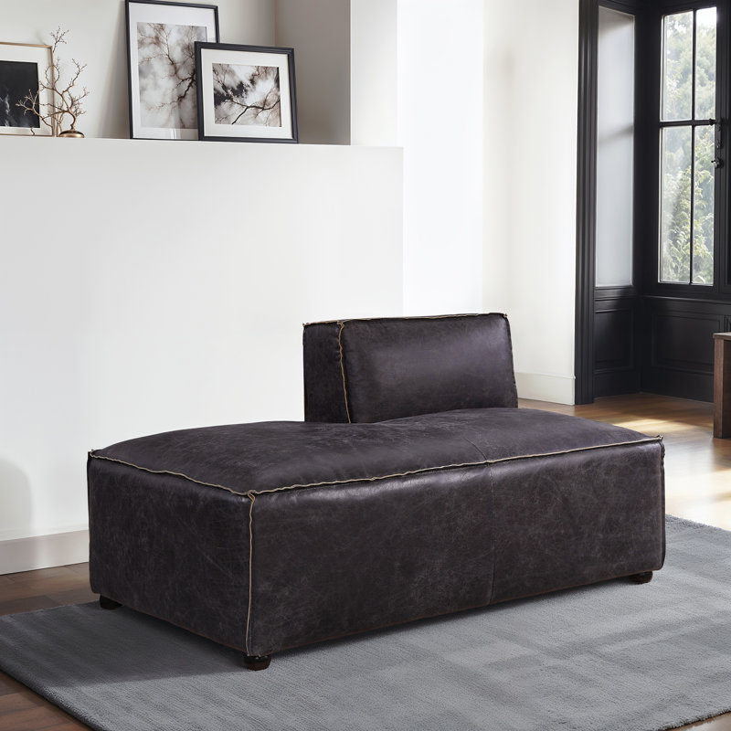Méridienne Quamine, Antique Slate Genuine Leather