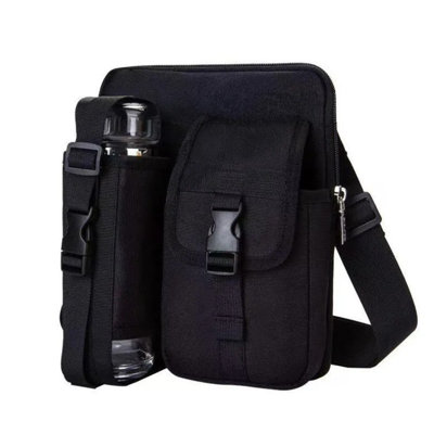 Compact Size Waterproof Sling Satchel – Built-in Water Bottle Holder & Crossbody Comfort – Waterproof Nylon – For Outdoor/commute