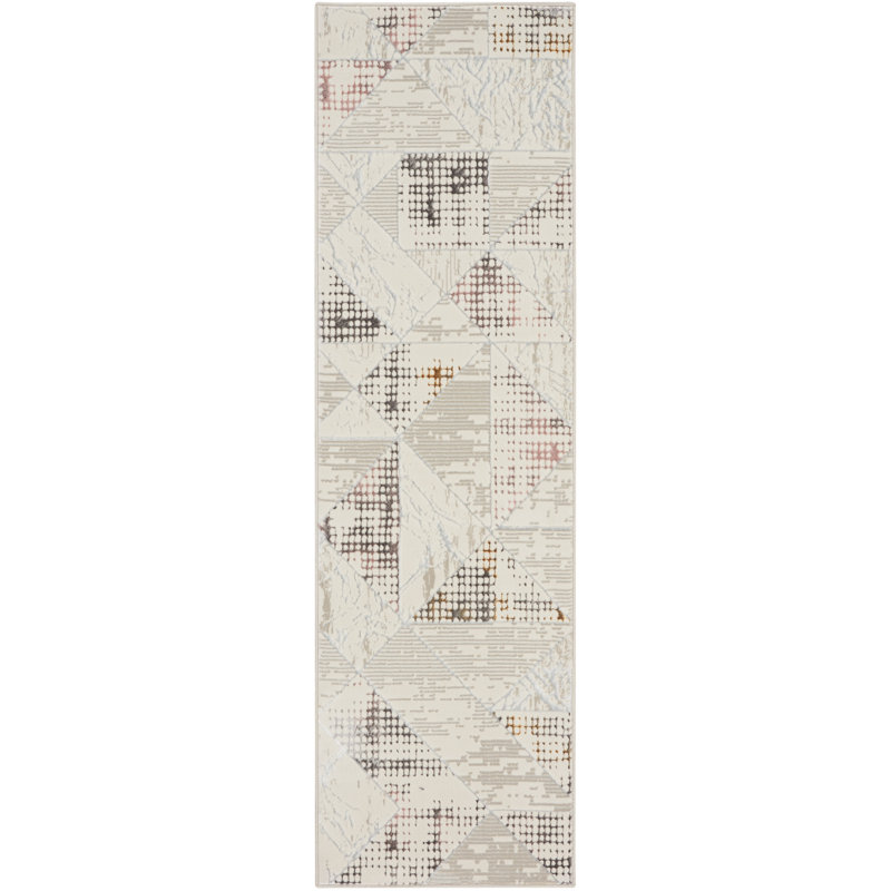Tapis ivoire / multicolore Glitz, Tapis de couloir 2 pi 3 po x 7 pi 6 po